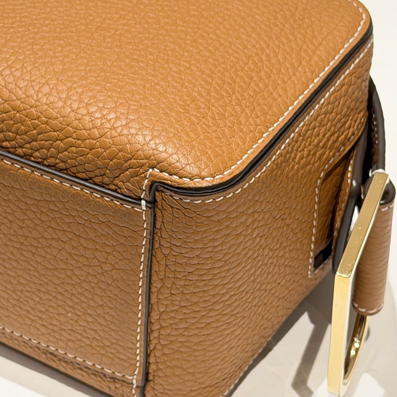 99新Delvaux 德爾沃 Cool Box MiNi手袋 底長22cm焦糖色 隱藏拉鍊 金色D字扣-8