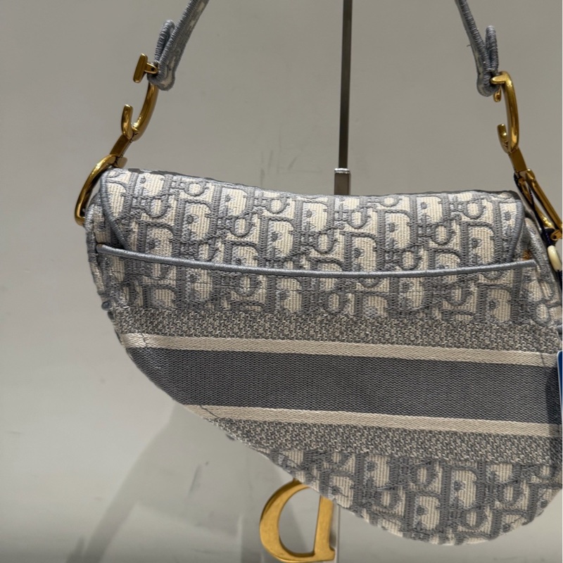 Dior 迪奧 刺繡滿印馬鞍包 灰色🈚附件-1