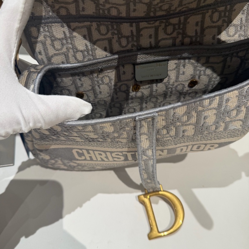 Dior 迪奧 刺繡滿印馬鞍包 灰色🈚附件-7