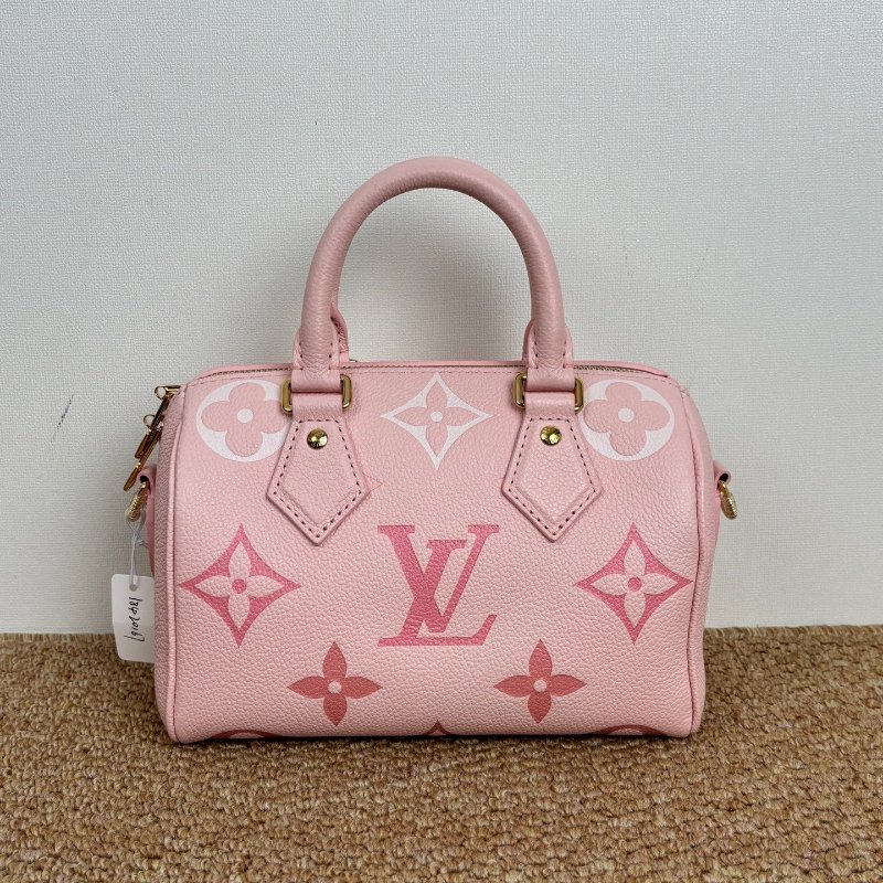 近新品 路易威登/Louis Vuitton Speedy20 漸變草莓牛奶手提斜背包 芯片款-1