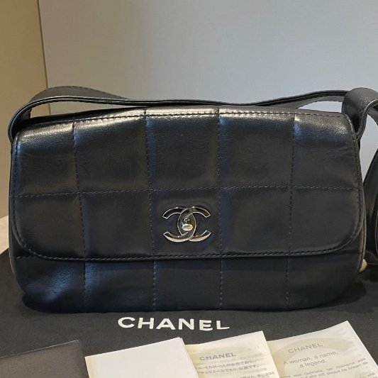 香奈兒/Chanel 黑銀冰格肩背包-0