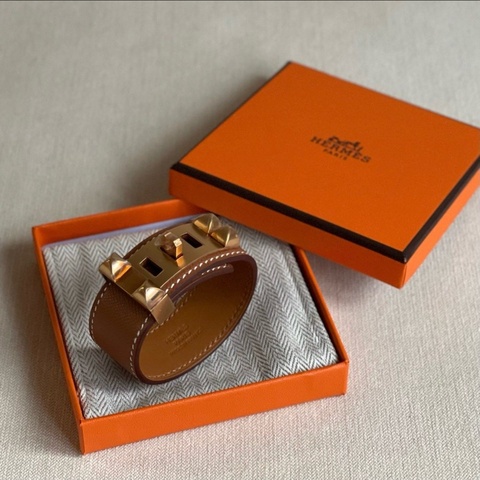 全新 現貨 🧡 Hermes Collier de Chien 24 CDC bracelet 皮 手帶 手鐲 手環 Gold 金棕