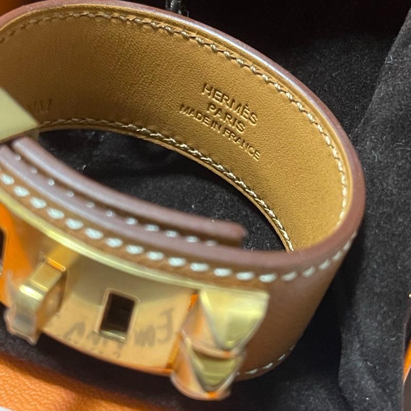 全新 現貨 🧡 Hermes Collier de Chien 24 CDC bracelet 皮 手帶 手鐲 手環 Gold 金棕-4