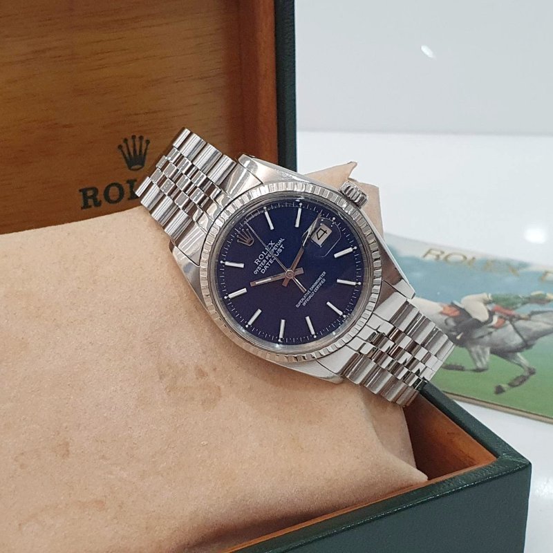 【大眾名錶】ROLEX勞力士 1603 Datejust 老勞絕版收藏 鐵道圈 湛藍色面盤 原廠錶帶 大眾名錶B1302-4