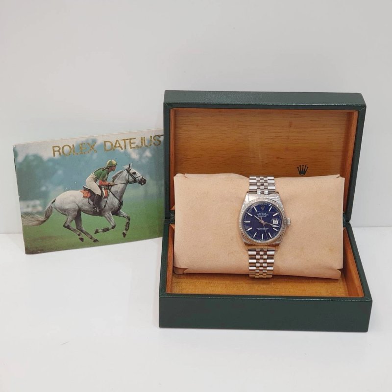 【大眾名錶】ROLEX勞力士 1603 Datejust 老勞絕版收藏 鐵道圈 湛藍色面盤 原廠錶帶 大眾名錶B1302-9