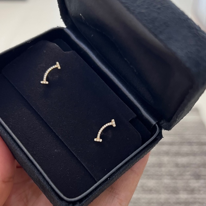 TIFFANY & CO.蒂芙尼 T 系列 18k玫瑰金笑臉鑽石 耳環-1