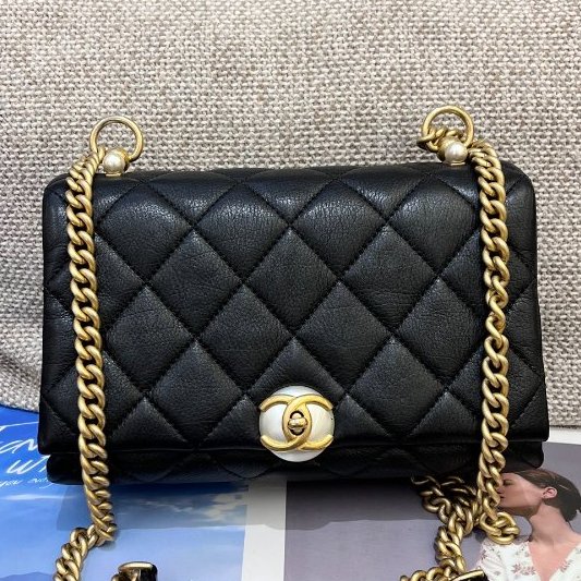 香奈兒/Chanel 黑金珍珠風琴包-5