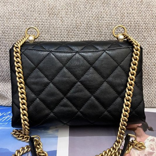 香奈兒/Chanel 黑金珍珠風琴包-6