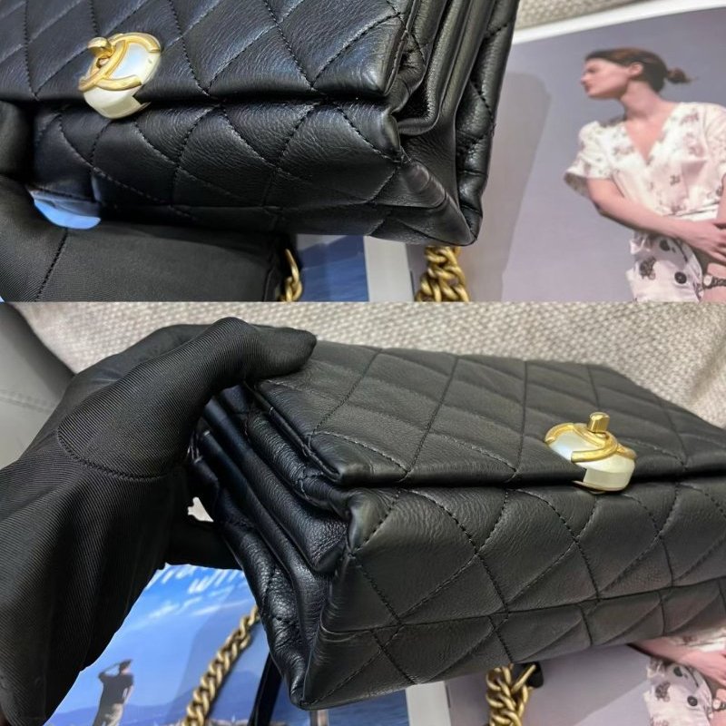 香奈兒/Chanel 黑金珍珠風琴包-7