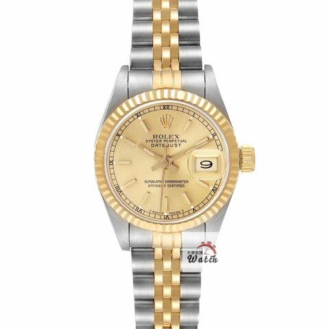 【大眾名錶】ROLEX勞力士 69173 Datejust 蠔式女錶 金色T柱面盤 羅馬外圈 底蓋原廠 大眾名錶G288