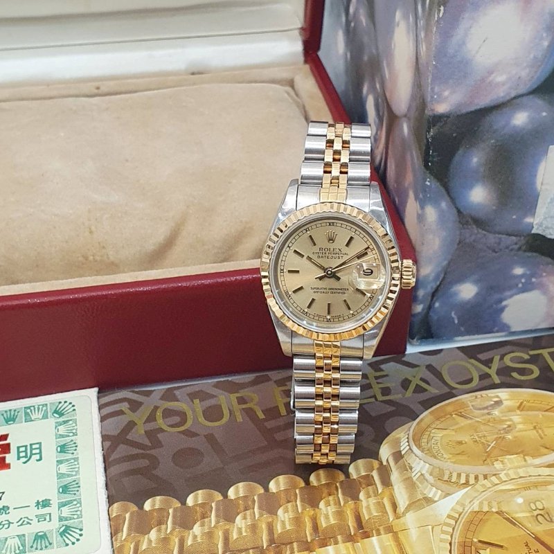 【大眾名錶】ROLEX勞力士 69173 Datejust 蠔式女錶 金色T柱面盤 羅馬外圈 底蓋原廠 大眾名錶G288-4