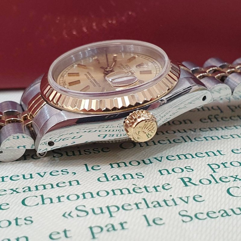 【大眾名錶】ROLEX勞力士 69173 Datejust 蠔式女錶 金色T柱面盤 羅馬外圈 底蓋原廠 大眾名錶G288-5
