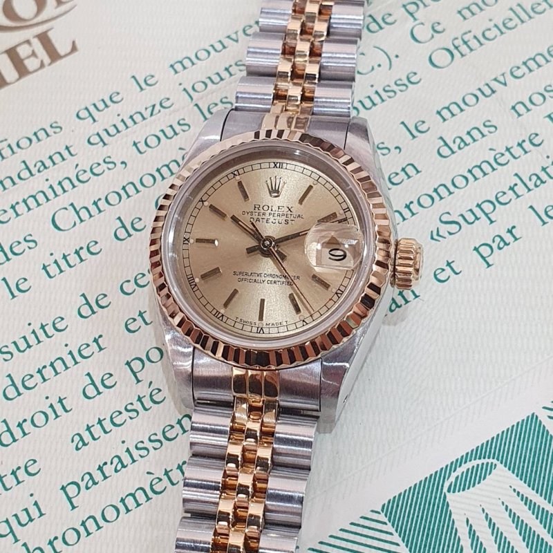 【大眾名錶】ROLEX勞力士 69173 Datejust 蠔式女錶 金色T柱面盤 羅馬外圈 底蓋原廠 大眾名錶G288-8