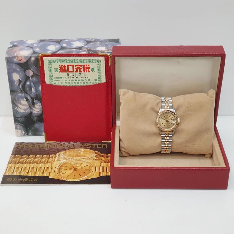 【大眾名錶】ROLEX勞力士 69173 Datejust 蠔式女錶 金色T柱面盤 羅馬外圈 底蓋原廠 大眾名錶G288-9