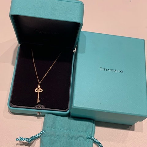 Tiffany 鳶尾花鑰匙項鏈玫瑰金滿鑽