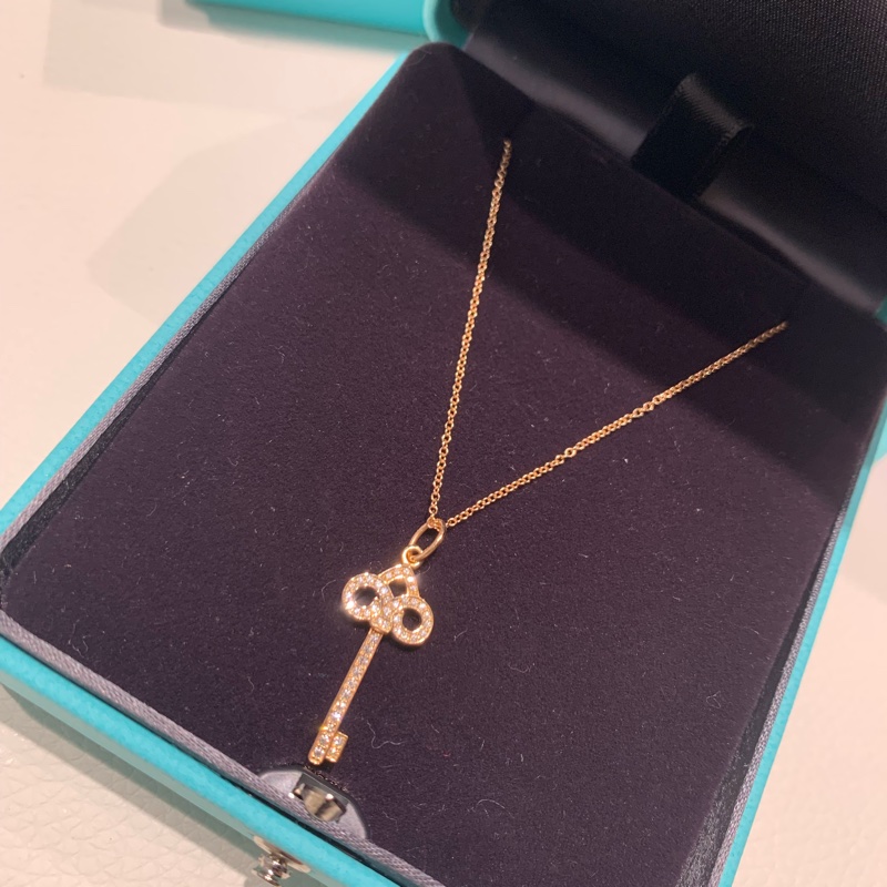 Tiffany 鳶尾花鑰匙項鏈玫瑰金滿鑽-2