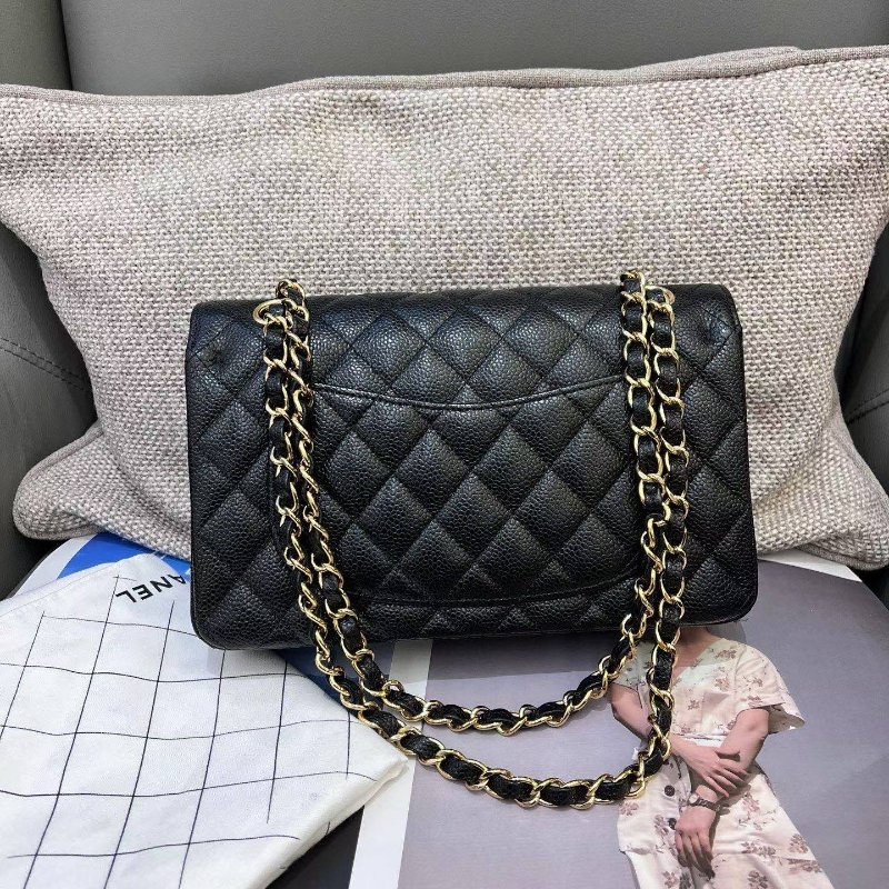 近新品 香奈兒/Chanel 黑金CF小號荔枝紋牛皮鏈條包-1
