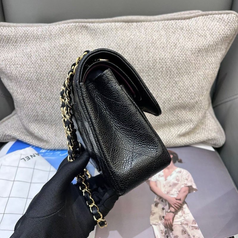 近新品 香奈兒/Chanel 黑金CF小號荔枝紋牛皮鏈條包-2