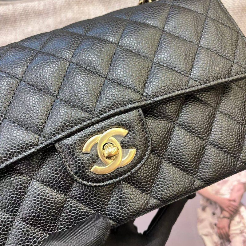 近新品 香奈兒/Chanel 黑金CF小號荔枝紋牛皮鏈條包-4