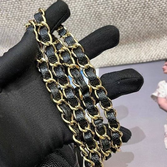近新品 香奈兒/Chanel 黑金CF小號荔枝紋牛皮鏈條包-8