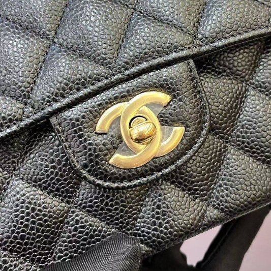 近新品 香奈兒/Chanel 黑金CF小號荔枝紋牛皮鏈條包-9