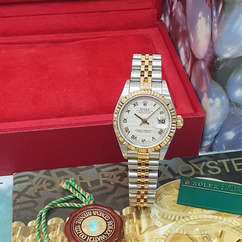 【大眾名錶】ROLEX勞力士 79173 Datejust 蠔式女錶 白色菱格紋面盤 羅馬時標 全配件 大眾名錶G289-1