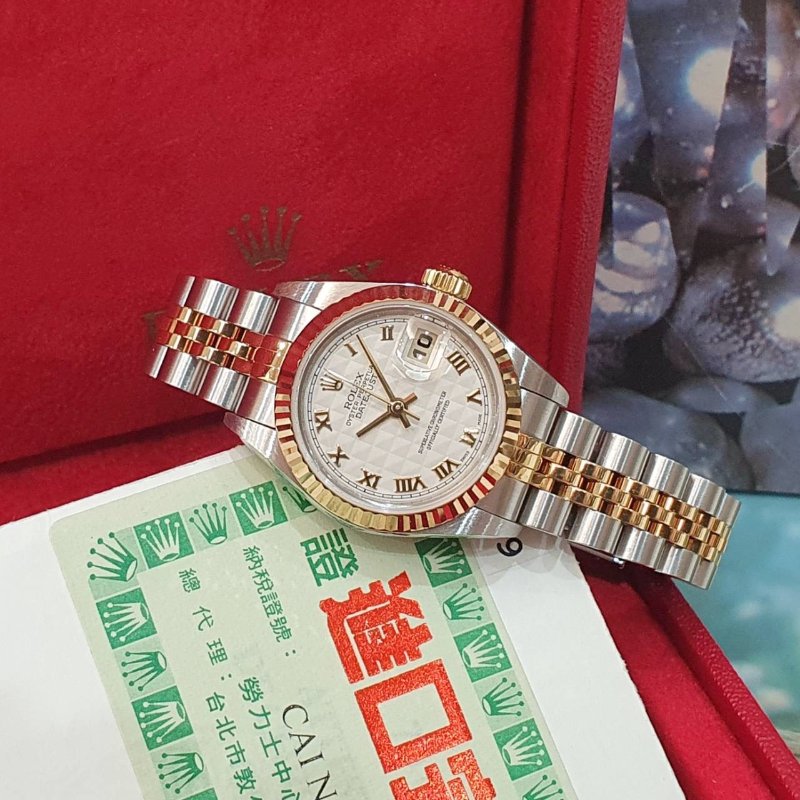 【大眾名錶】ROLEX勞力士 79173 Datejust 蠔式女錶 白色菱格紋面盤 羅馬時標 全配件 大眾名錶G289-2