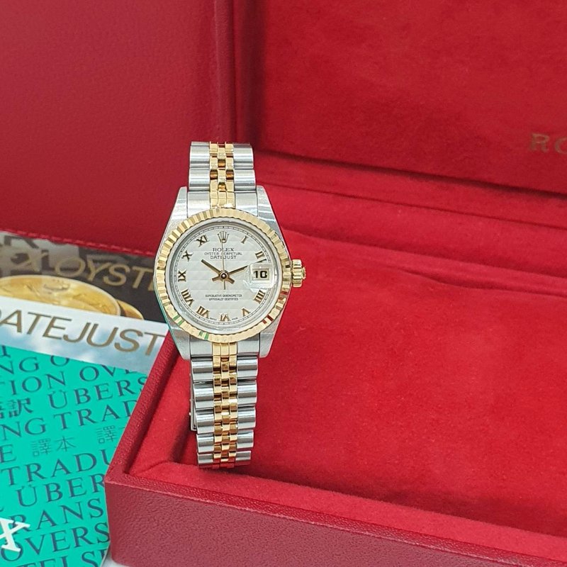 【大眾名錶】ROLEX勞力士 79173 Datejust 蠔式女錶 白色菱格紋面盤 羅馬時標 全配件 大眾名錶G289-3