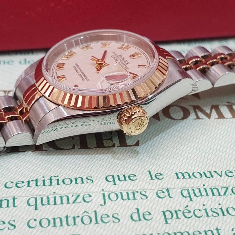 【大眾名錶】ROLEX勞力士 79173 Datejust 蠔式女錶 白色菱格紋面盤 羅馬時標 全配件 大眾名錶G289-5