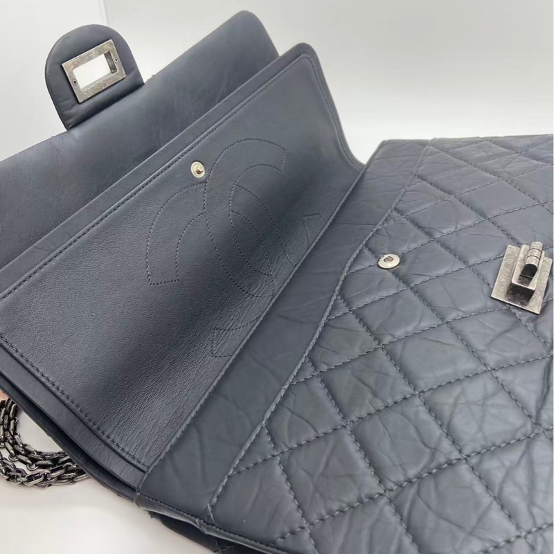 Chanel 香奈兒  2.55 舊牛皮古銀扣 黑色 古銀做舊五金，可單肩可斜挎-5