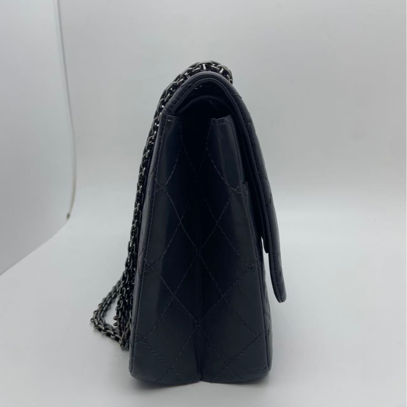 Chanel 香奈兒  2.55 舊牛皮古銀扣 黑色 古銀做舊五金，可單肩可斜挎-9
