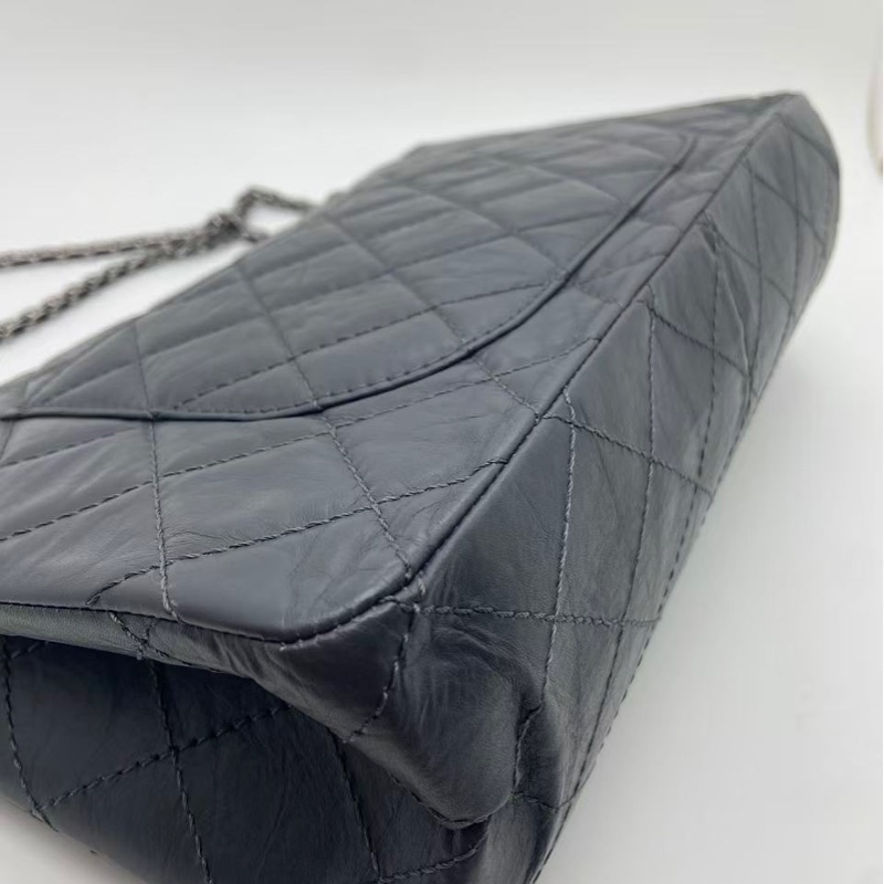 Chanel 香奈兒  2.55 舊牛皮古銀扣 黑色 古銀做舊五金，可單肩可斜挎-13
