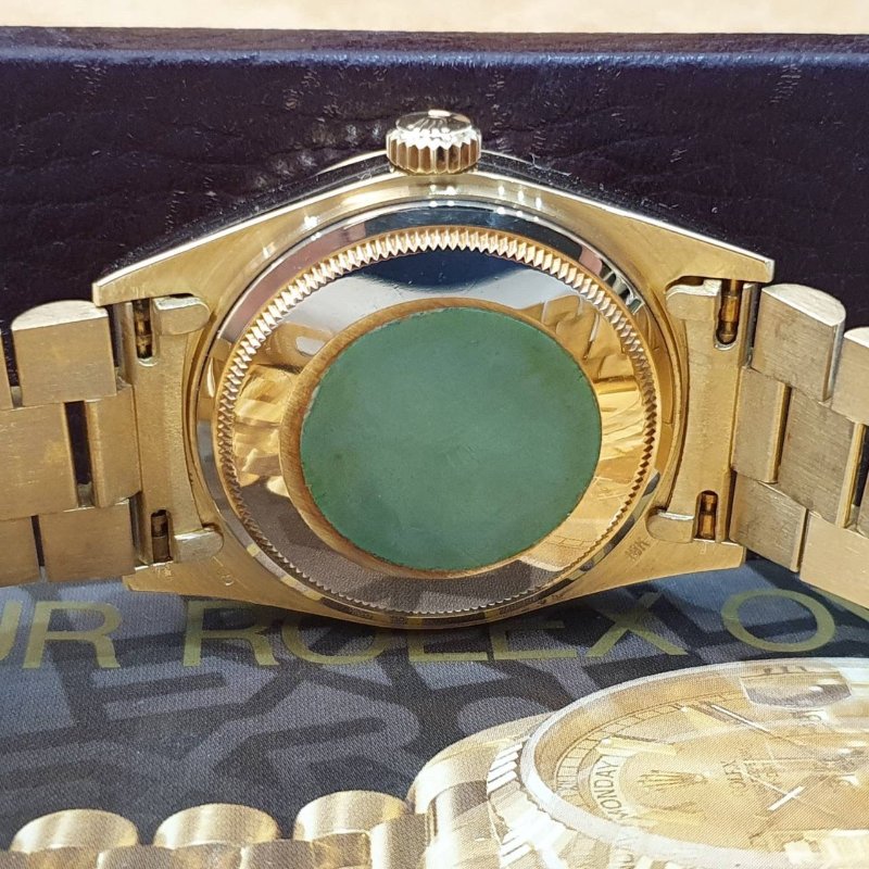 【大眾名錶】ROLEX勞力士 18038 Day-Date 18K金蠔式 金色T柱面盤 底蓋原廠貼紙 大眾名錶B1304-6