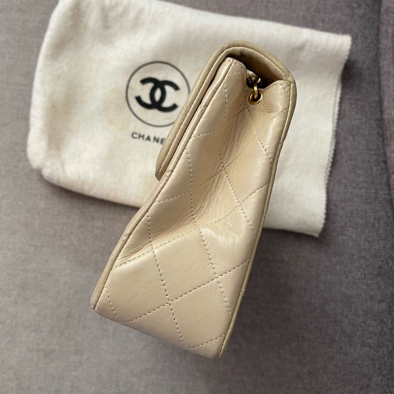 CHANEL 米白色方胖子 斜背 肩背 手提包-1