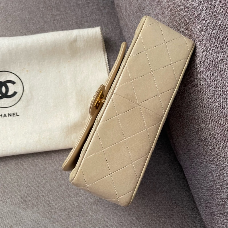 CHANEL 米白色方胖子 斜背 肩背 手提包-2