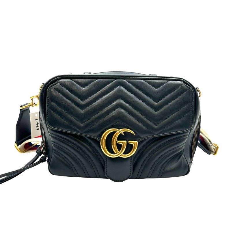 【美收精品】Gucci 山型紋愛心黑色肩背包 C-487【隔月月中將轉賣至日本 上架期限30天】-0