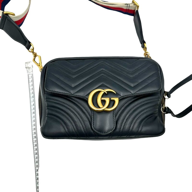 【美收精品】Gucci 山型紋愛心黑色肩背包 C-487【隔月月中將轉賣至日本 上架期限30天】-14