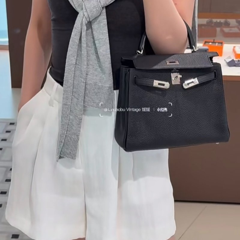 HERMES Kelly 25 - 黑銀 G-1
