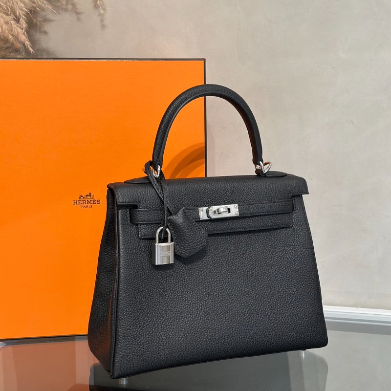 HERMES Kelly 25 - 黑銀 G-2
