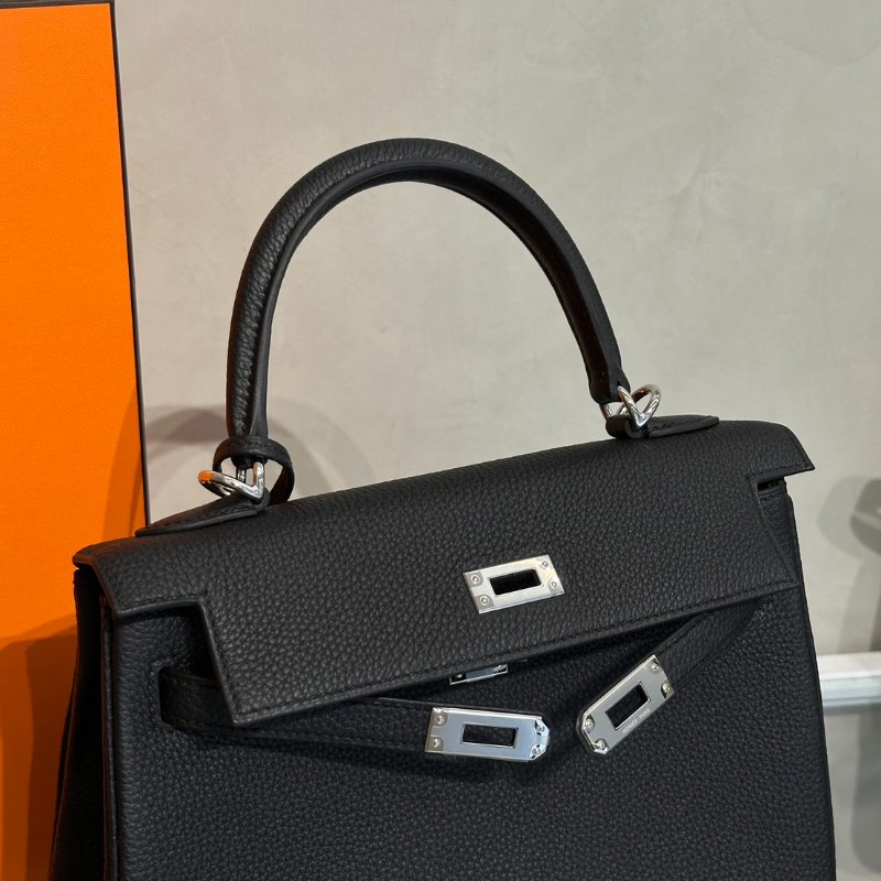 HERMES Kelly 25 - 黑銀 G-9