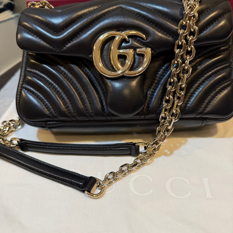 Gucci   95新（ 新款）淡金色肩背斜挎包22公分-1