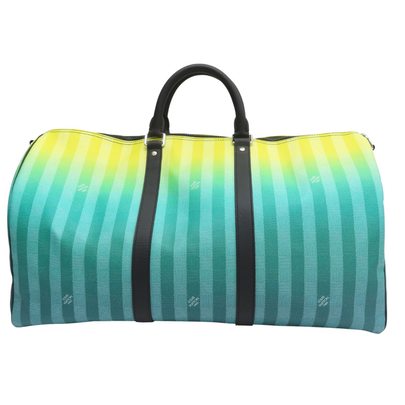 黃綠漸層 條紋 帆布 Keepall Bandouliere 50 行李袋【LOUIS VUITTON LV 路易威登】 M59912-1
