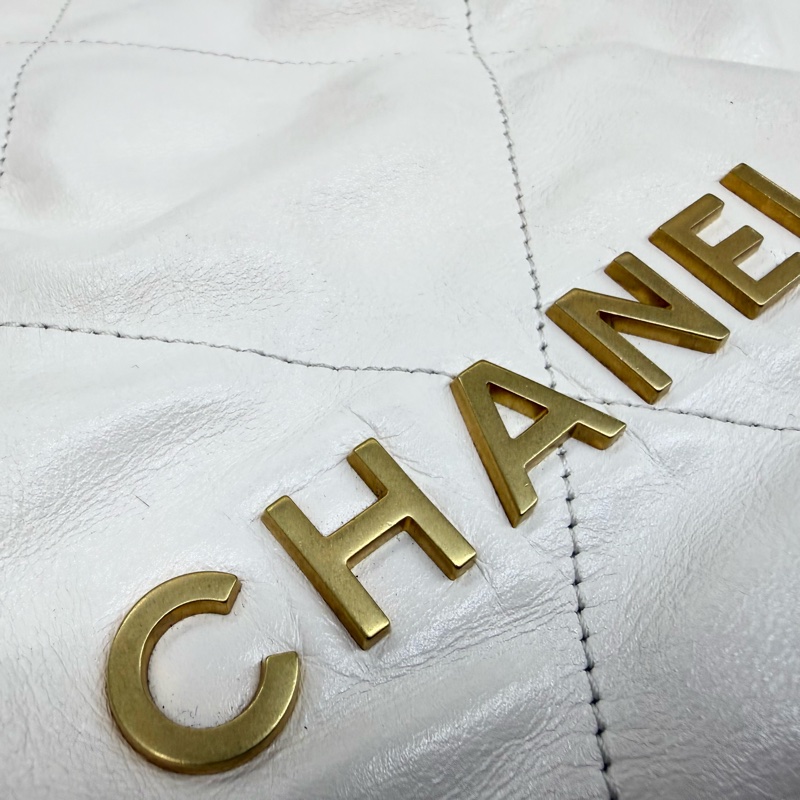 Chanel白色油蠟小牛皮中號22Bag-18