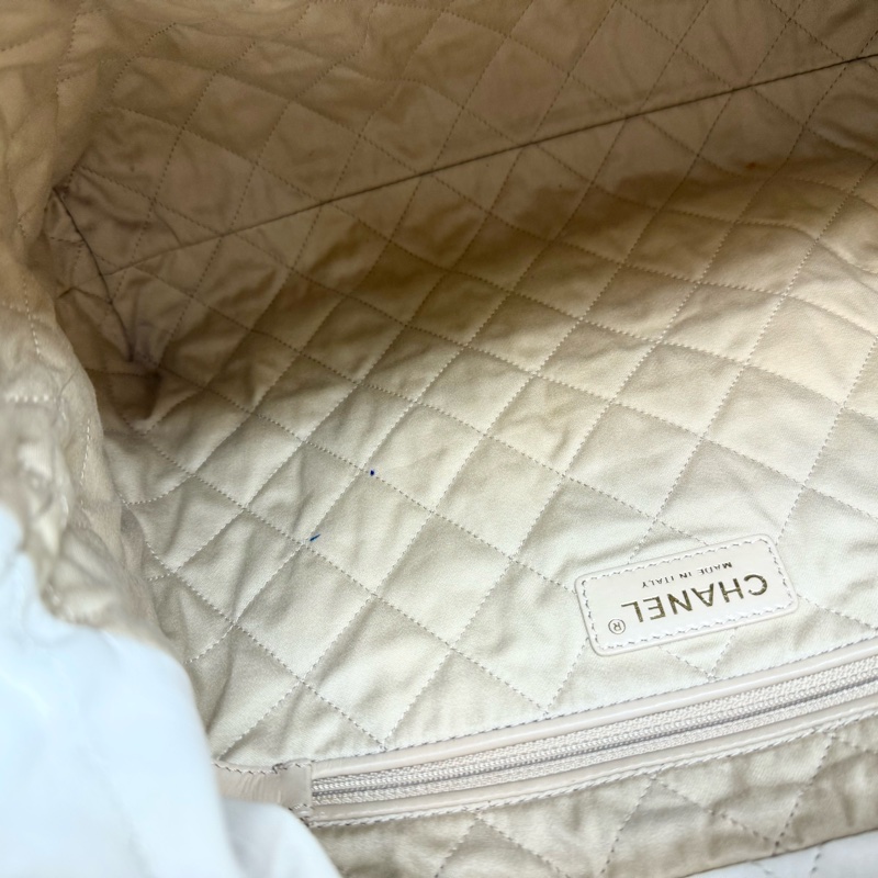Chanel白色油蠟小牛皮中號22Bag-21