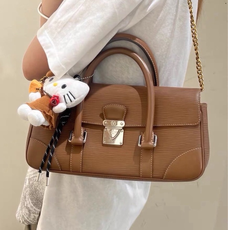 Louis Vuitton/路易威登 Segur PM手提包 棕褐色epi 水波紋 尺寸🧡-0