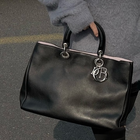Dior黑牛皮Diorissimo Tote手提背包