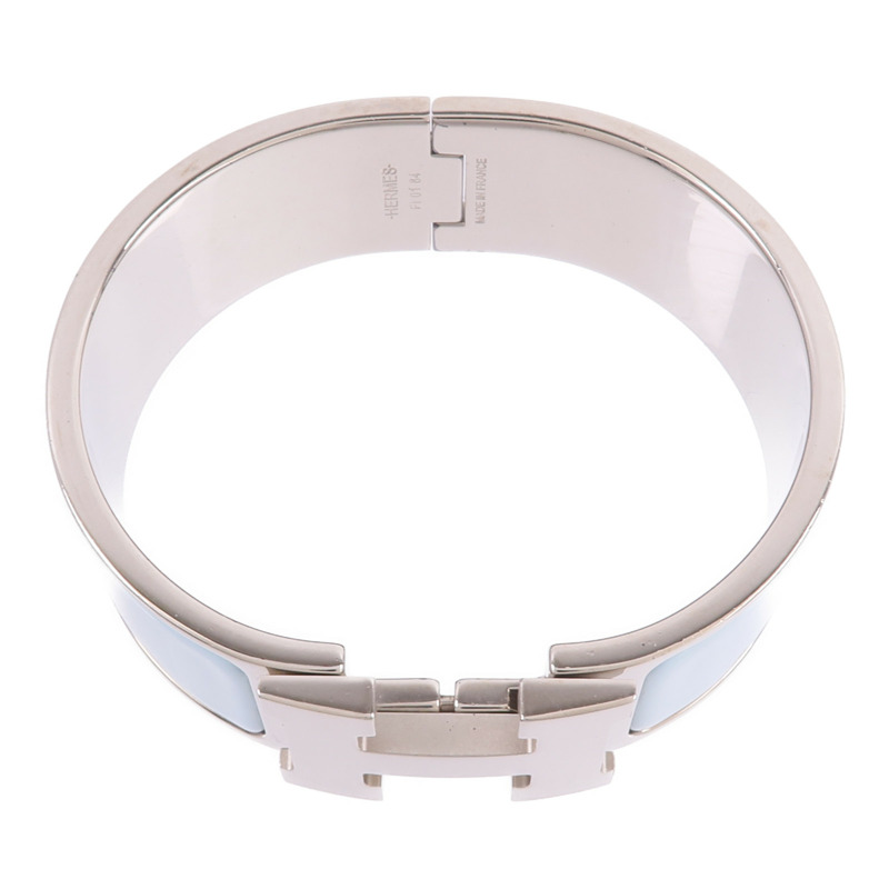 HERMES 金屬/琺瑯Clic Clac H Bracelet手鐲Bleu Polaire-3