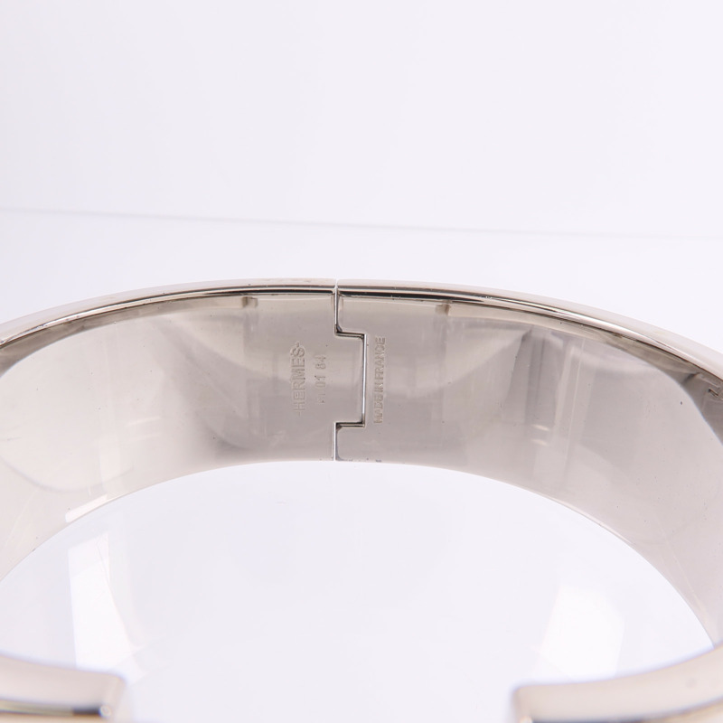HERMES 金屬/琺瑯Clic Clac H Bracelet手鐲Bleu Polaire-4