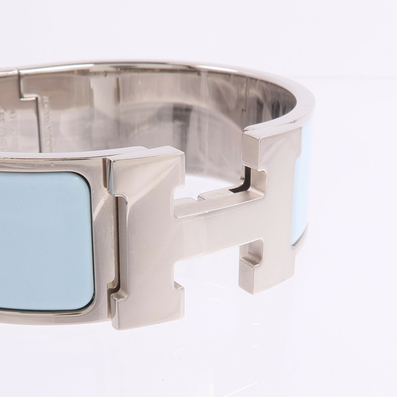 HERMES 金屬/琺瑯Clic Clac H Bracelet手鐲Bleu Polaire-5