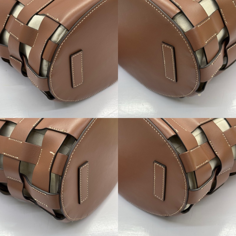 BURBERRY 巴寶莉 棕色編織牛皮肩背包 LONDON BUCKET-4